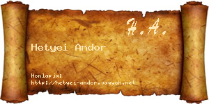 Hetyei Andor névjegykártya