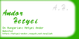 andor hetyei business card